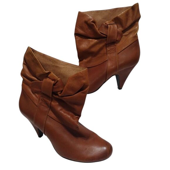 Steve Madden Jess Slouch Ankle Boots 3" Mid Heels 7.5M Brown Pull-On Boho Chic - Picture 3 of 15